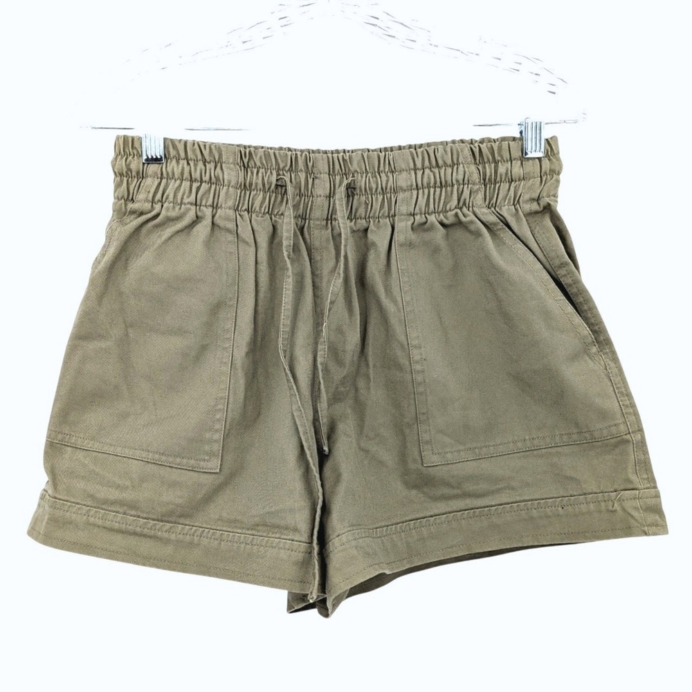 Forever 21 Olive Green Cotton Pull On Utility‎ Shorts Elastic Waist Medium